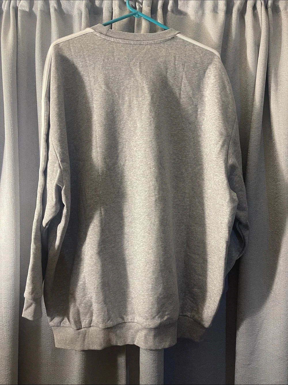 adidas Men’s Light Gray Crewneck Sweatshirt with White Stripes
